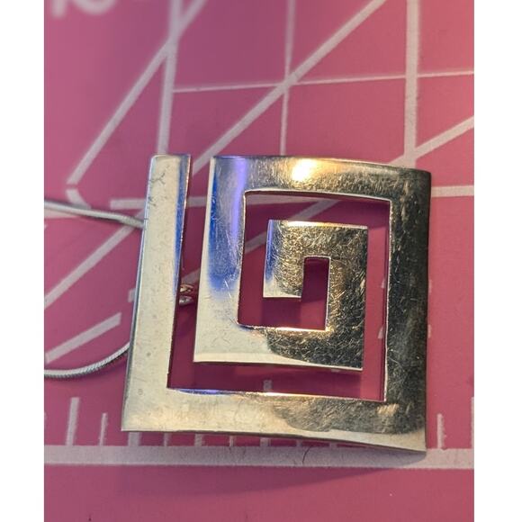 Sterling Silver Greek Key Mexico 925 Pendant & 20" Chain Necklace - Picture 4 of 7